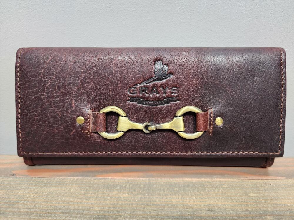 Grays Wallet Snaffle "The Lily" Brown Buffalo Leather